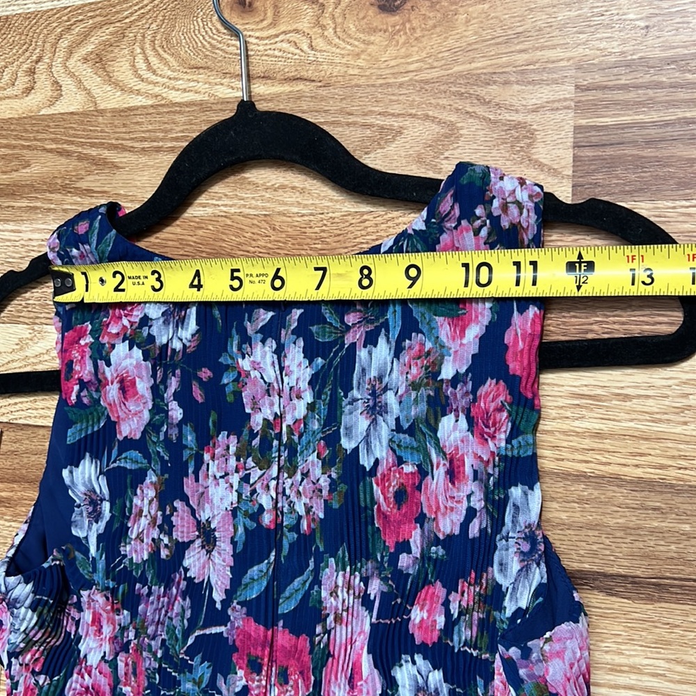 Adrianna Papell floral pleated tiered layers midi dress size 6P - Picture 10 of 16